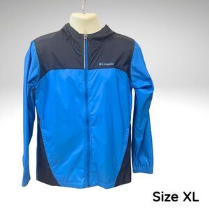 Columbia Women’s Hooded Windbreaker Blue & Black Size XL Nylon NWOT
